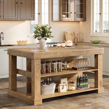 Kitchen Island with 3 Shelves