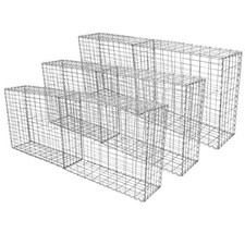 6 Pack Gabion Baskets Wire Cages Mesh Outdoor Stone Garden 100 x 80 x 30cm