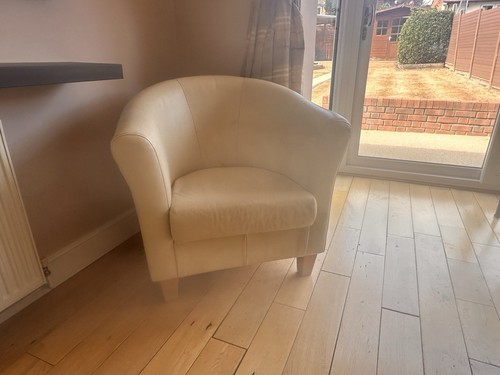 Leather tub chair creme colour - tub,