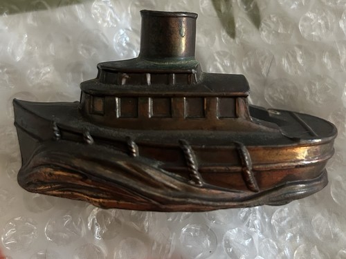 Vintage brass ship ashtray - vintage,