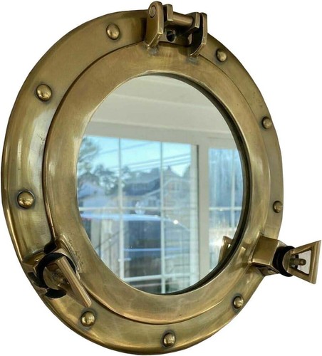 Antique brass inch mirror - brass, 9