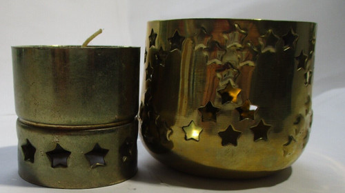 Two brass tea - light, holders