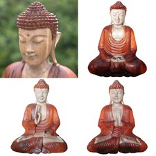 Large Hand Carved Wooden Buddha Statue - Wood Buddhist Buddhism 40cm 16" Figure