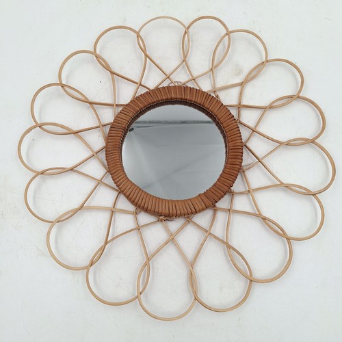 Rattan wicker mirror sunburst - mirror,