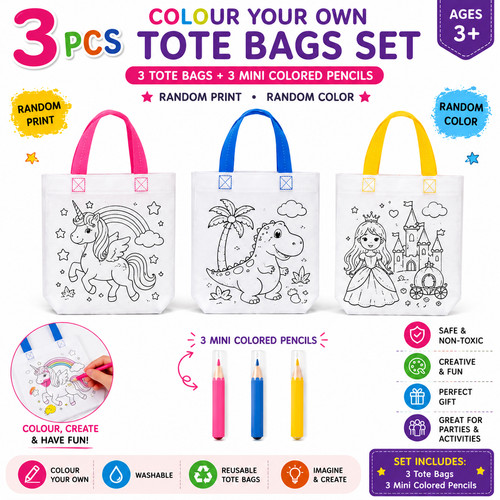 3pcs colour your own tote - colour, bags