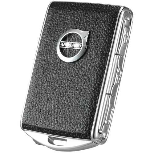 Black leather zinc alloy key - leather,