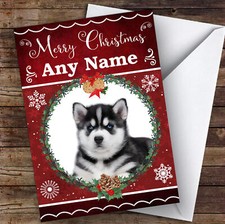 Siberian Husky Dog Traditional Animal Personalised Christmas Card