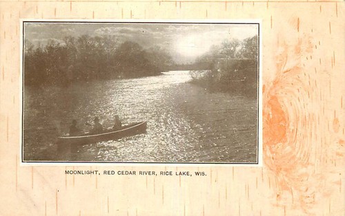 Postcard canoeing red cedar - canoeing, on