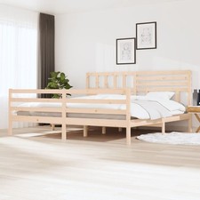 Bed Frame Solid Pinewood Brown 180x200 cm Rustic Super King Low Profile Bed Easy