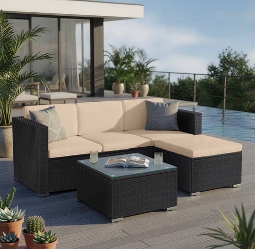 Black beige rattan - black, garden