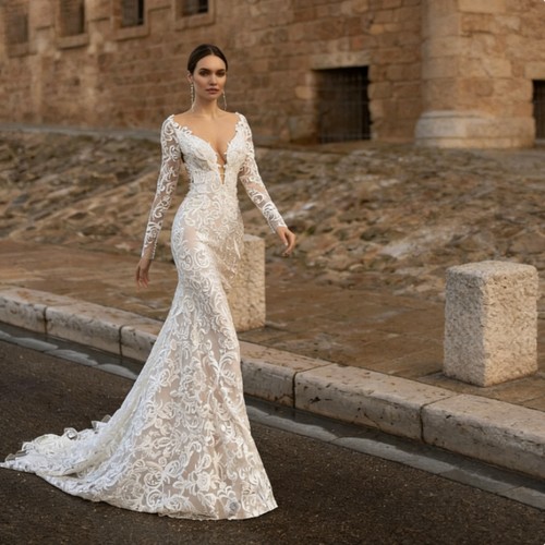 Boho neck mermaid wedding - o-neck,