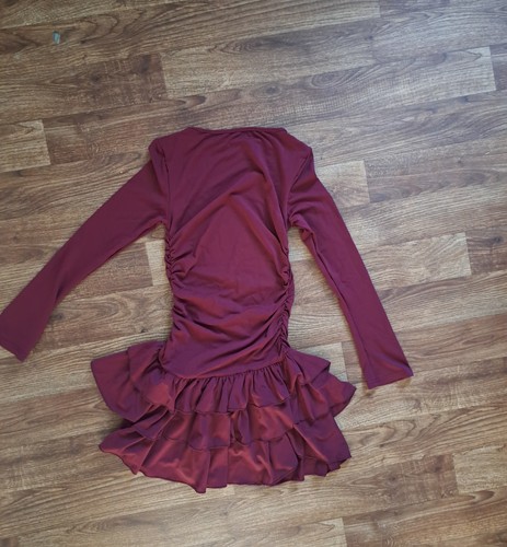 Burgundy long sleeve ruched - long,