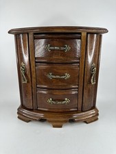 Vintage Retro Dark Wood Wooden Chest Of Drawers Cupboard Style Jewellery Box