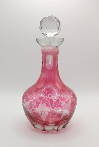 Vtg decanter cruet cranberry - decanter,