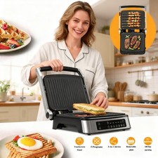 Panini Press Grill 3-in-1 Sandwich Toaster Meat 2 Removable Plates 5 Ato Modes