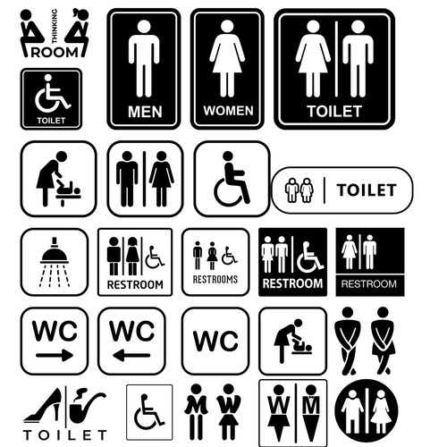 Bathroom door sign - door,