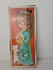 Vintage Jandro Art Clock - Coral, Girl With Dog 1971