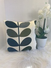 Orla Kiely Large Green & Blue Stem Cushion Covers 40cm X40cm 100% Cotton New