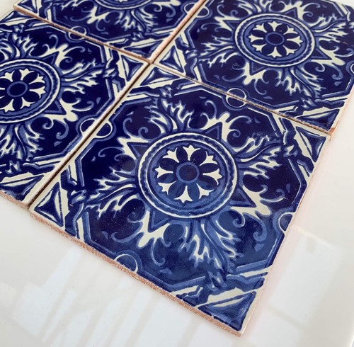 Blue mexican ceramic tiles - mexican,