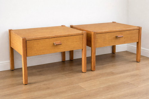 Pair vintage pine bedside - pair,
