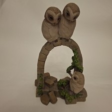 Teviotdale Owls On Stone Ruin Ornament On Base , 19cm Tall  Base 7cm X 12cm
