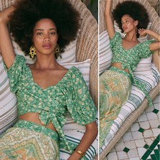 Spell & the Gypsy Collective NWT Size S Emerald Madame Peacock Sweetheart Top