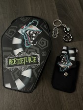 Beetlejuice Coffin Shaped Handbag and Card Holder with Keyring Set Brand New