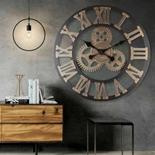 Extra Large Roman Numerals Skeleton Wall Clock Big Giant Open Face Round Home