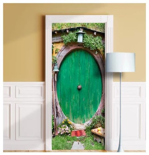 Hobbit house door mural - hobbit,