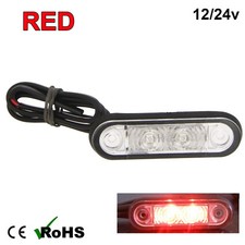 RED HELLA STYLE LED FLUSH FIT KELSA BAR MARKER LAMP LIGHT 12v 24v