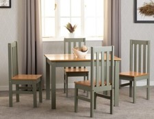 LUDLOW GREEN & OAK EFFECT 4 SEATER DINING SET, TABLE & 4 CHAIRS NEW