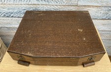 Vintage Art Deco Empty Shaped Wooden Cutlery Canteen Box  Approx. 14" x 11.5"