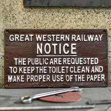 'GWR Toilet Notice' Cast Iron
