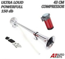 150db 12V Chrome Super Loud Single Trumpet Air Horn Kit Truck Lorry Boat Train