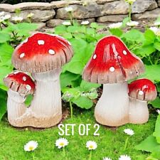 Toadstool Garden Ornaments Mushroom Fairy Garden Home Lawn Patio Deco Gift  X 2