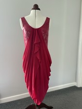 Red Sequin Slinky Draped Amanda Wakeley Dress Perfect For Christmas! Size 10