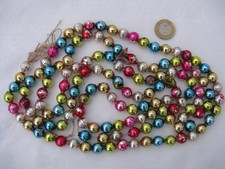 Vintage Christmas Tree Mercury Glass Mini Baubles Beads Multicoloured Garland.