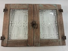 pair antique oak flat Etched