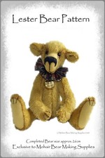 OOAK Mohair Teddy Sewing Pattern 'Lester' 10" Jointed Teddy Bear Mohair Bear