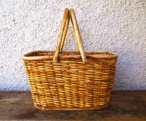 Vintage woven wicker shopping - vintage,