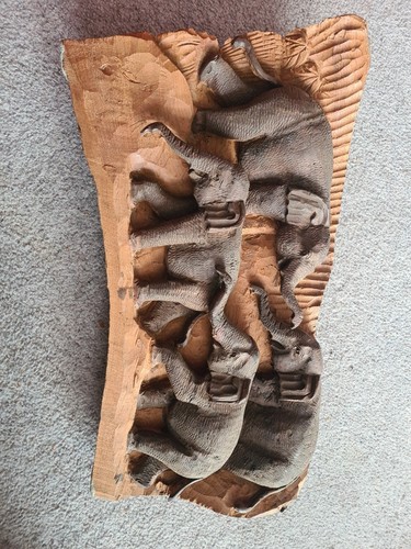Vintage wooden elephant family - vintage,