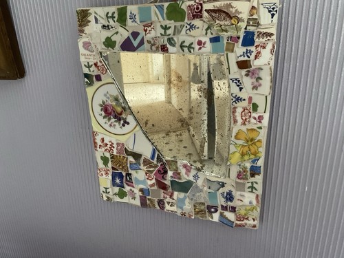 Mixed media mosaic mirror - mirror, wall