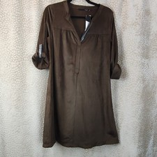 Trend by Captain Tortue Womens Dress Size UK 10 Faux Suede Dark Khaki Roll Tab 