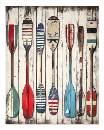 Rustic nautical oars wall - nautical, art
