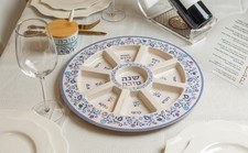 Elegant Melamine Rosh Hashana Seder Plate – Pomegranate Design - 35 cm