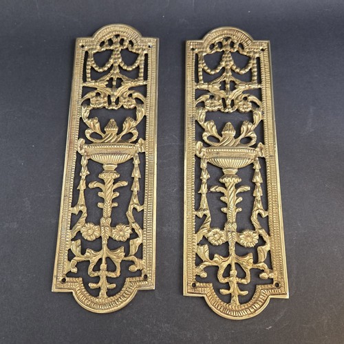 Pair antique brass pierced - of,
