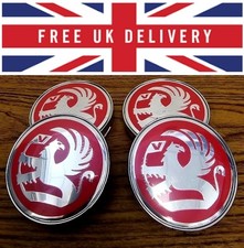 4 x Vauxhall Alloy Wheel Centre Hub Caps RED-CHROME 60mm ADAM CORSA ASTRA VXR