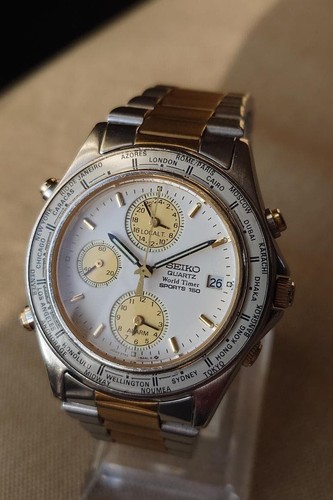 Seiko world timer 5t52 6a50 - world, 5t52-6a50