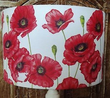 Poppy Lamp Shade Lampshade shabby chic red white floral flowers FREE GIFT