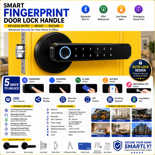 Smart fingerprint door lock - door,